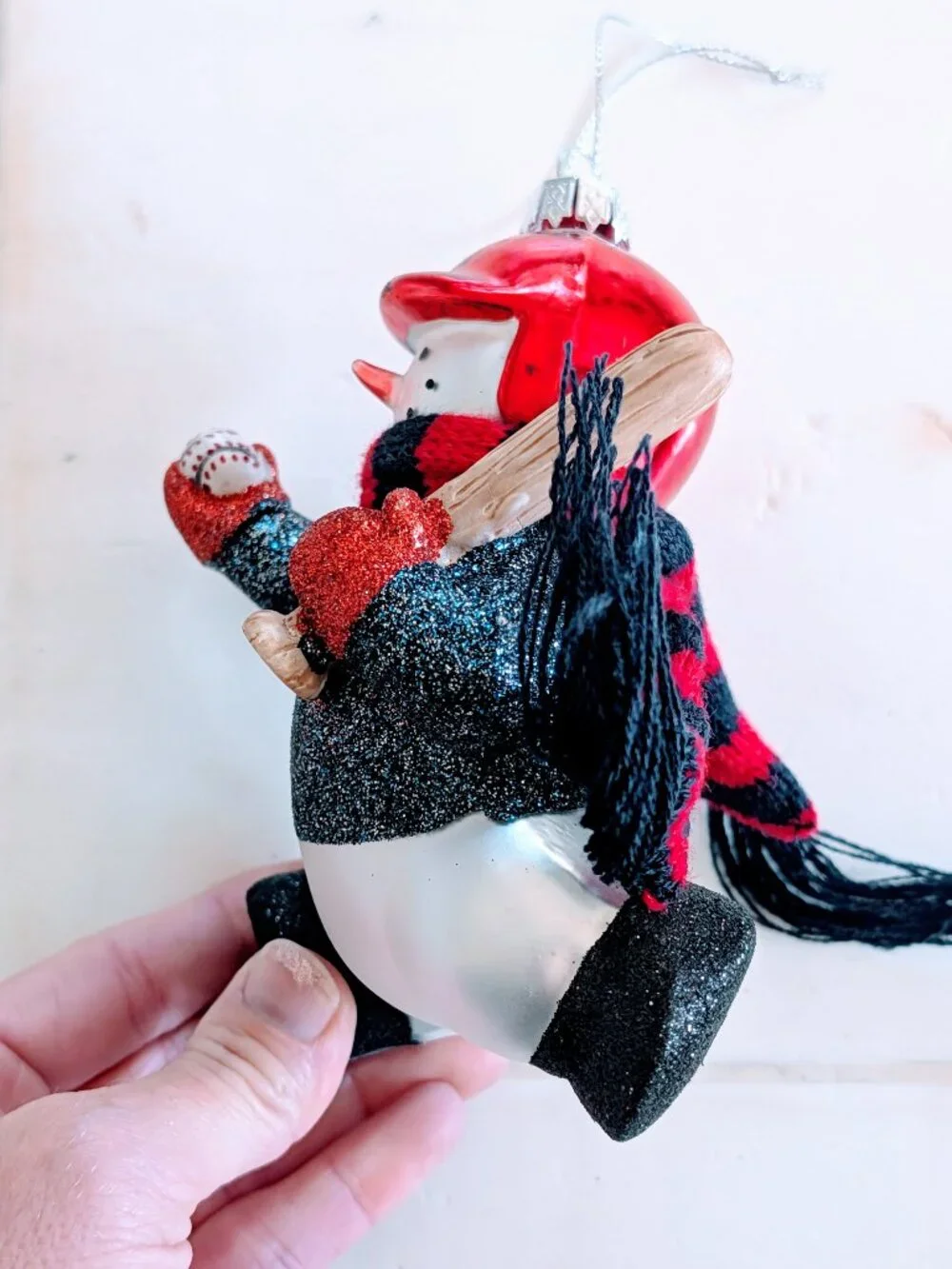 VTG MLB St. Louis Cardinals Blown Glass Snowman Baseball Christmas Ornament